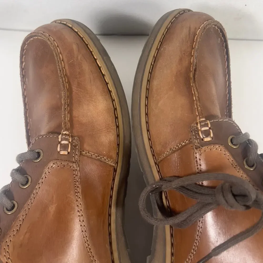 GBX Layne Men's Brown Lace Up Moc Toe Leather Ankle Chukka Boots Size 10 1/2 Med